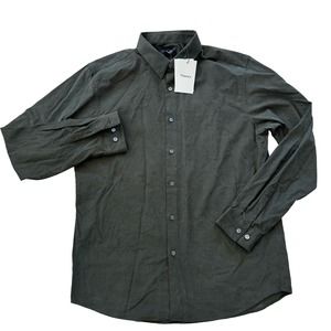 NWT Theory Micro Stripe Green Button Down Shirt, Size LARGE
